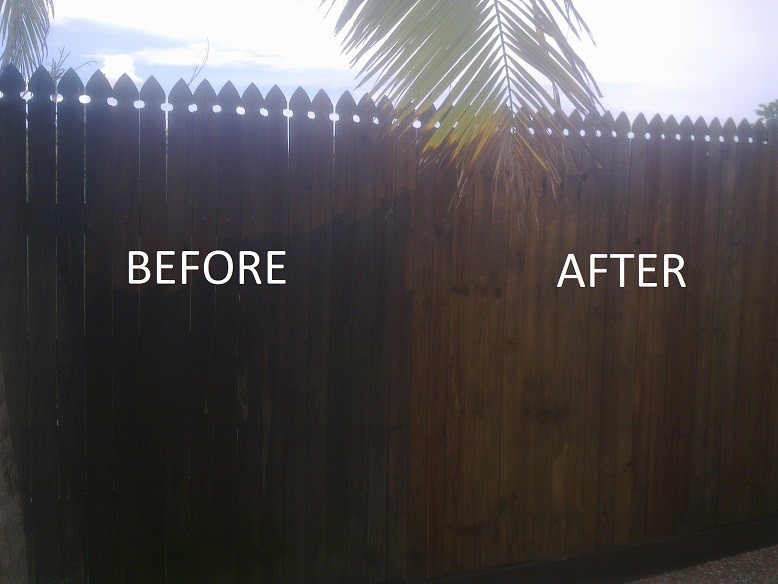 Brisbane Concrete Cleaners Pic 1 - Fence BeforeAfter