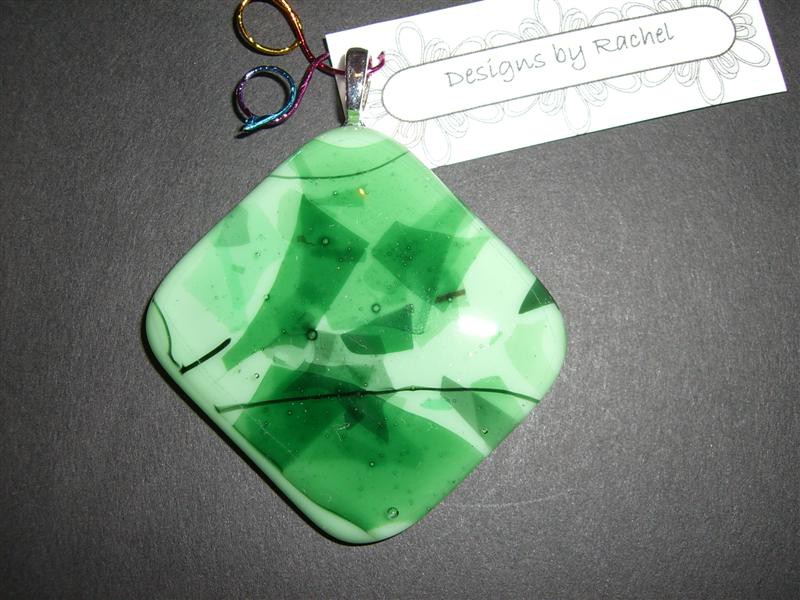 Bellissima Glass Pic 2 - leafy green diamond glass pendant bellissima glass