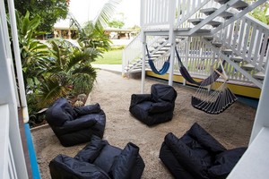 Coral Inn Resort & Flashpackers Pic 2 - Chill out sand pit at Coral Inn Flashpackers Yeppoon