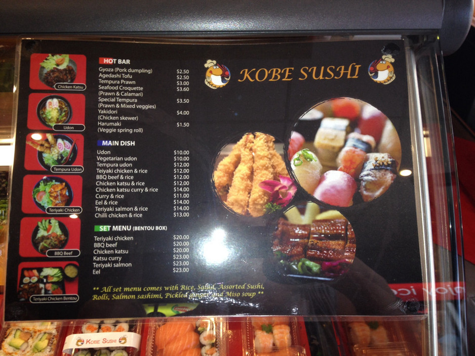 Kobe Sushi Pic 1 - The menu