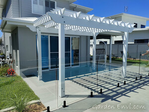 Garden Envi Pic 3 - White Pergola with OGEE Profile