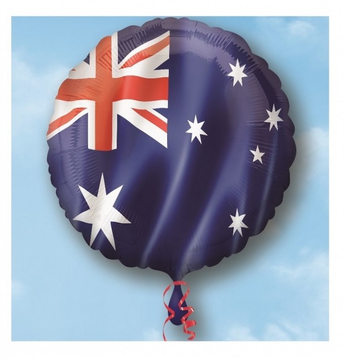 24-7 Party Paks Pic 1 - Australia Day party foil balloon 45 cm round fill with helium