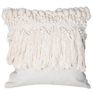 Feather & Tail Interiors Pic 2 - Boho Embellished Wool Cushion 45 x 45 cm Pre Filled Cushion vacuum packed for delivery Colour Natural Ivory