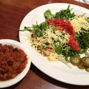 The Pancake Parlour Pic 4 - Mexican crepe with beef and chicken Beans on the side