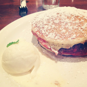 The Pancake Parlour Pic 3 - Raspberry and rhubarb pancake with ice cream