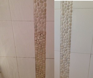 Stain Solutions Gold Coast Pic 3 - Shower Feature Tile Doesnt it look better Call Stain Busters now