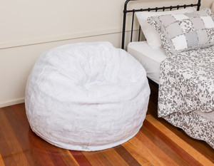 Gummybabies.com.au Pic 5 - The Akuna Metal Bed in black with Brolga Single Mattress Floral Coverlet and Faux Fur Bean Bag