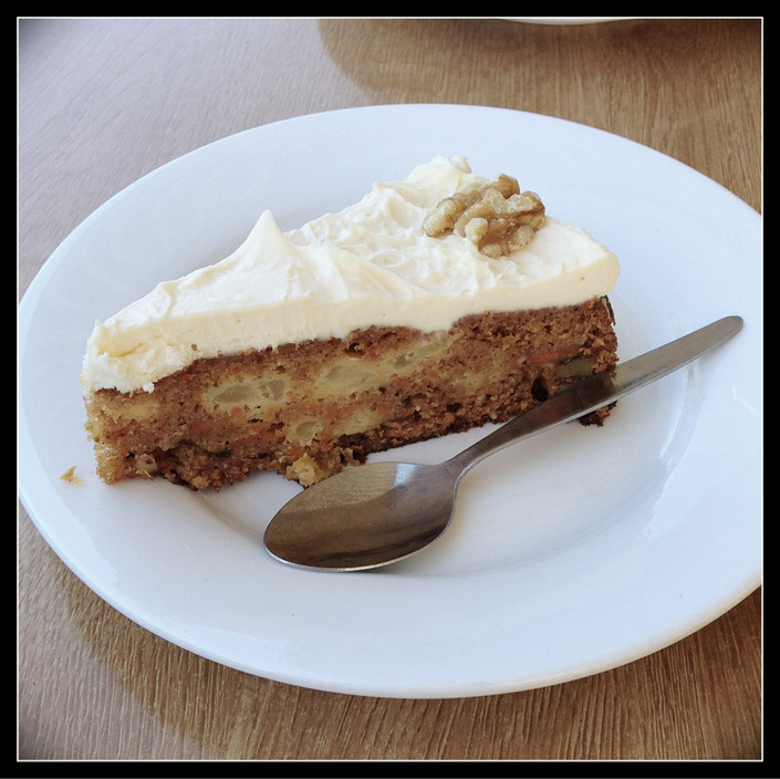 Mossman Bakery Pic 1 - Carrot cake with cream cheese frosting and a FNQ spin pineapple pieces