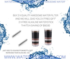 Awesome Water Pic 3 - 2 X AWESOME WATER FILTERS 2 X FREE ALKALINE WATER STICKS PH LEVELS 95