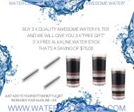 Awesome Water Pic 4 - 3 X AWESOME WATER FILTERS 3 X FREE ALKALINE WATER STICKS PH LEVELS 95