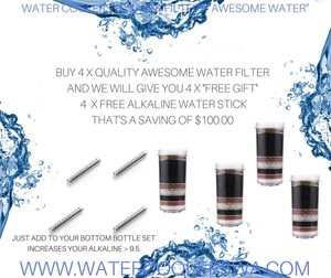 Awesome Water Pic 5 - 4 X AWESOME WATER FILTERS 4 X FREE ALKALINE WATER STICKS PH LEVELS 95