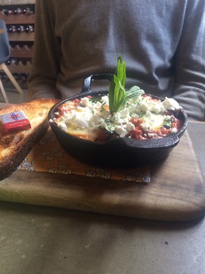 The Rusty Rabbit Pic 3 - Baked tomatoes eggs and chick peas with chorizo was a winner