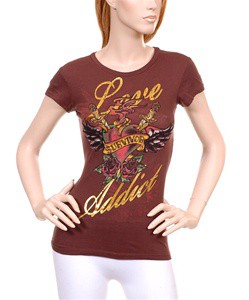 Fashion-shack Pic 4 - love addict print tshirt