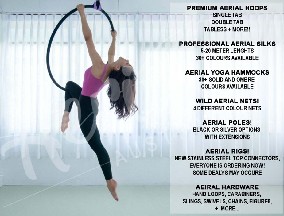 Aerial Supplies Australia Pic 1 - Biggest range of Aerial Silks Lyra Hoops Yoga Hammocks Portable Aerial Rigs