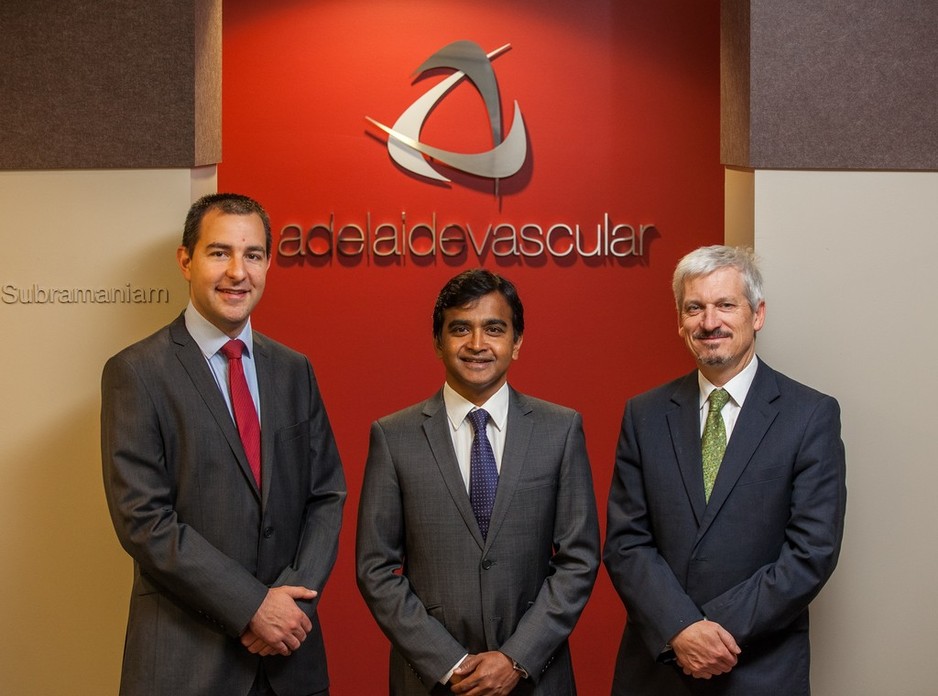 Adelaide Vascular Pic 1 - Our reporting Vascular Surgeons Dr Michael Herbert Dr Peter Subramaniam and Professor Rob Fitridge