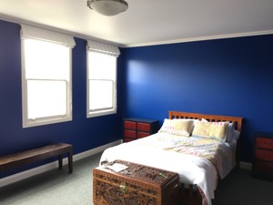 Mat White Painting Pic 5 - Bedroom with a splash of blue