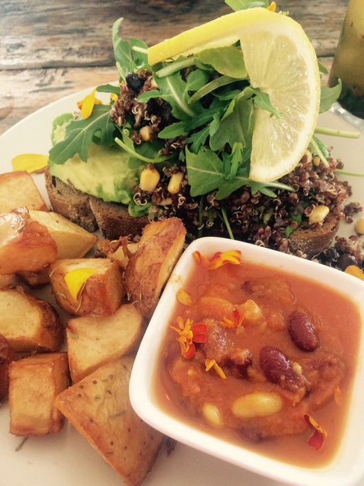 Greenhouse Factory Pic 1 - Avocado smash with red quinoa salad and roast potatoes