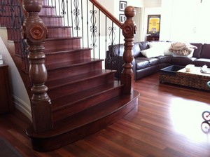 Park Avenue Floors Pic 4 - Custom Stain Staircase Satin Waterbased Finish