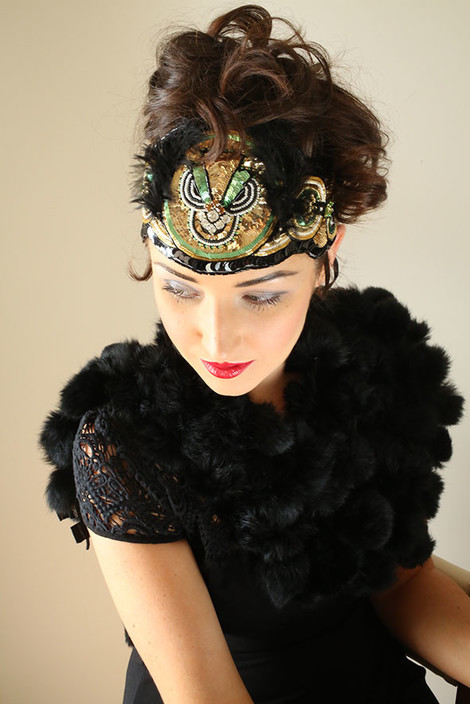 Olivia Torma Pic 1 - Art Deco Inspired Haute Couture Headdress and Sash