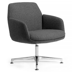 Value Office Furniture Pic 2 - Peer Arm Chair Upholstered in Charcoal Grey fabric No other fabric options are available Large seat with swivel action fixed height Large stylish polished alloy 4 star base Weight rating 130kg