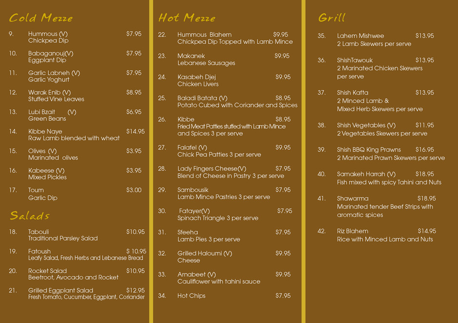 Baladi Liban Pic 2 - Takeaway Menu Page 2 of 2