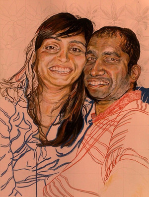 Hromas Arts Pic 2 - Shaista and Shaheed 2011 Pastel and pencil on Arches paper Hromas Arts