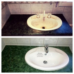 Velocity Plumbing & Gasfitting Pic 2 - Old Worn Out Basin Before And After