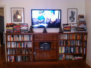 Digital TV Installs Pic 5 - Wall Mounted above this bookself just for the cricket