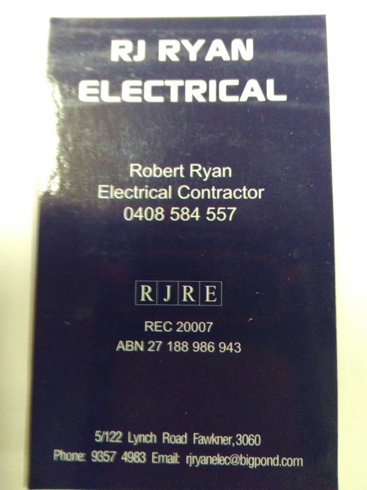 RJ Ryan Electrical (REC 20007) Pic 1 - Business Card