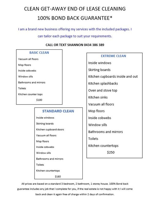 Clean Get-away End Of Lease Cleaning Services Pic 1