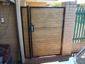 Jim's Fencing (Huntingdale) Pic 3 - Gate Wood Slate with combo lock