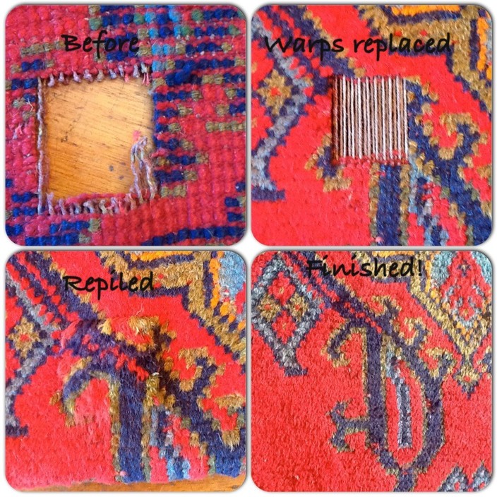 Rug Works by Adam Daines Pic 1 - what was once gone is now all stitched back in knot for knot