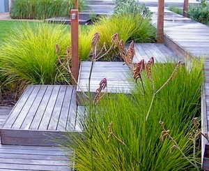 RR Landscapes Pic 4 - Coastal Decking Staircase grasses by RRL Richard Robertson Landscapes wwwrrlandscapescomau