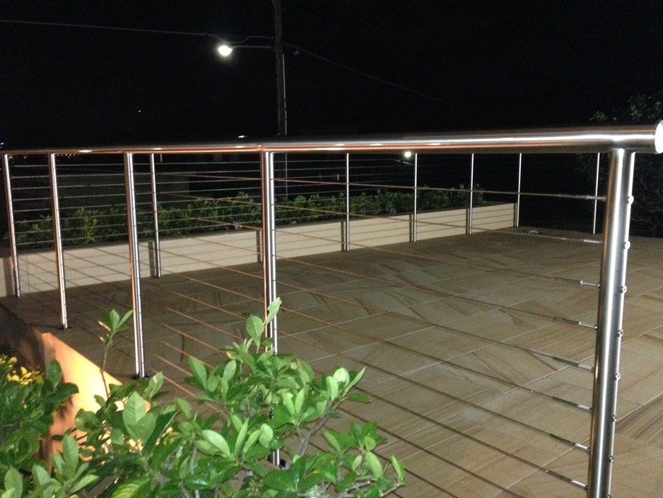 Ros Balustrade & Fencing Pic 1 - 32 SS Wires and 38mm OD stainless steel post 316 mirror finished