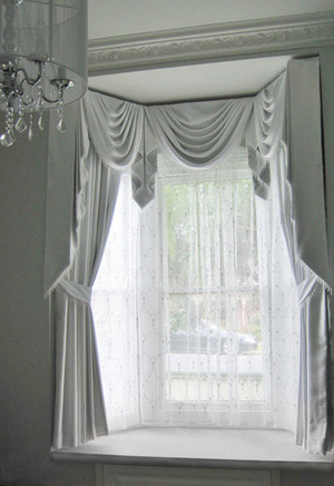 Eureka Blinds & Curtains Pic 3 - Swags Tails over Drapes Sheer Curtains