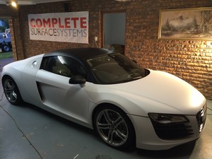 Complete Surface Systems Pic 3 - R8 matt satin white car wrap by Complete Surface Systems