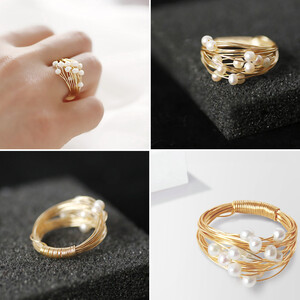 Ruby's Ambition Pic 5 - Freshwater Pearl Gold Plated Wire Ring Rubys Ambition