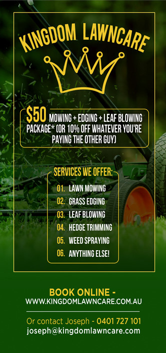 Kingdom Lawncare Pic 1 - Front of flyer list of services