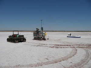 Geo Sonic Drilling Pic 3 - Lightweight drill core sampling on salt lake