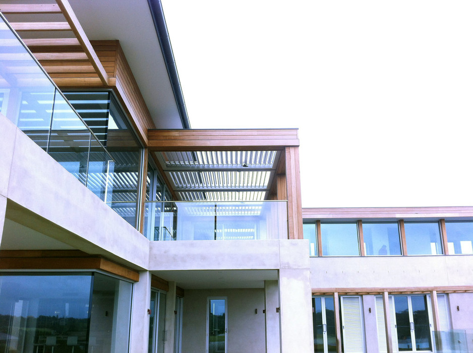 Totally Outdoors Pic 1 - Timber bulkhead Louver roof over high deck