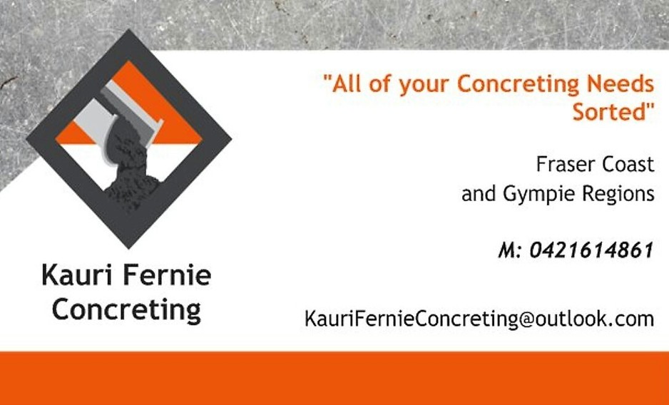 Kauri Fernie Concreting Pic 1 - Business Card