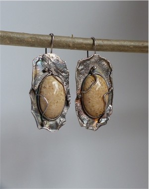 Adria Gems Jewellery Pic 3 - Petrified Coral And Sterling Silver Earrings