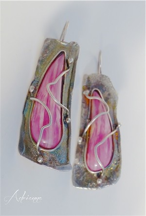 Adria Gems Jewellery Pic 4 - Pink Opal and Sterling Silver Earrings