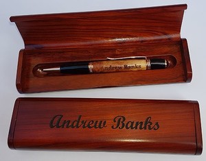 Laser Engraving & Handmade Gifts Pic 5 - Red Mallee Sierra Pen and Pen Case engraved gorgeous Give as a gift to someone special