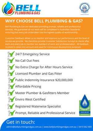 Bell Plumbing & Gas Pic 2 - Why Choose Bell Plumbing Gas