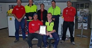 Cowra Plaster Works Pic 5 - Our team of highly qualified tradesmen holding our 2014 CSR ILS Collaboration Award