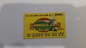 Garbage Guts Bin Hire Pic 3 - Our Business Card