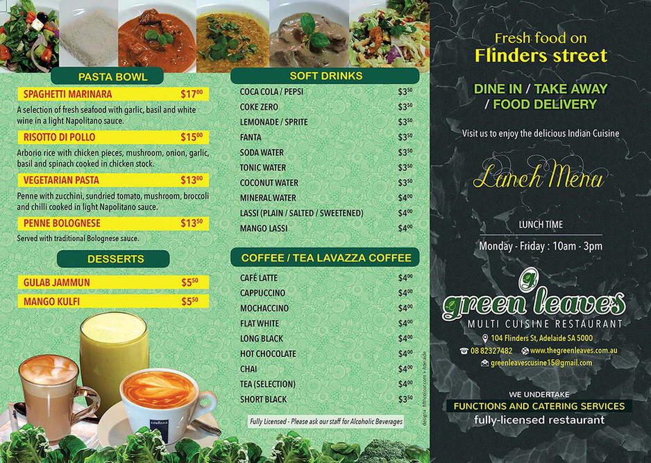 Green Leaves Multi Cuisine Pic 1 - Lunch Menu Monday Friday 10am 3pm