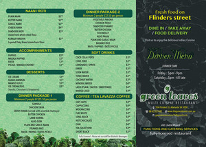 Green Leaves Multi Cuisine Pic 3 - Dinner Menu Friday 5pm 9pm Saturday 5pm till late