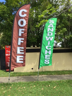 Signs Online Pic 3 - Feather flags a specialty 35m double sided incl base and bag 350 incl gst